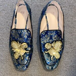 H&M Brocade Loafer with Sequin Bee sz 40